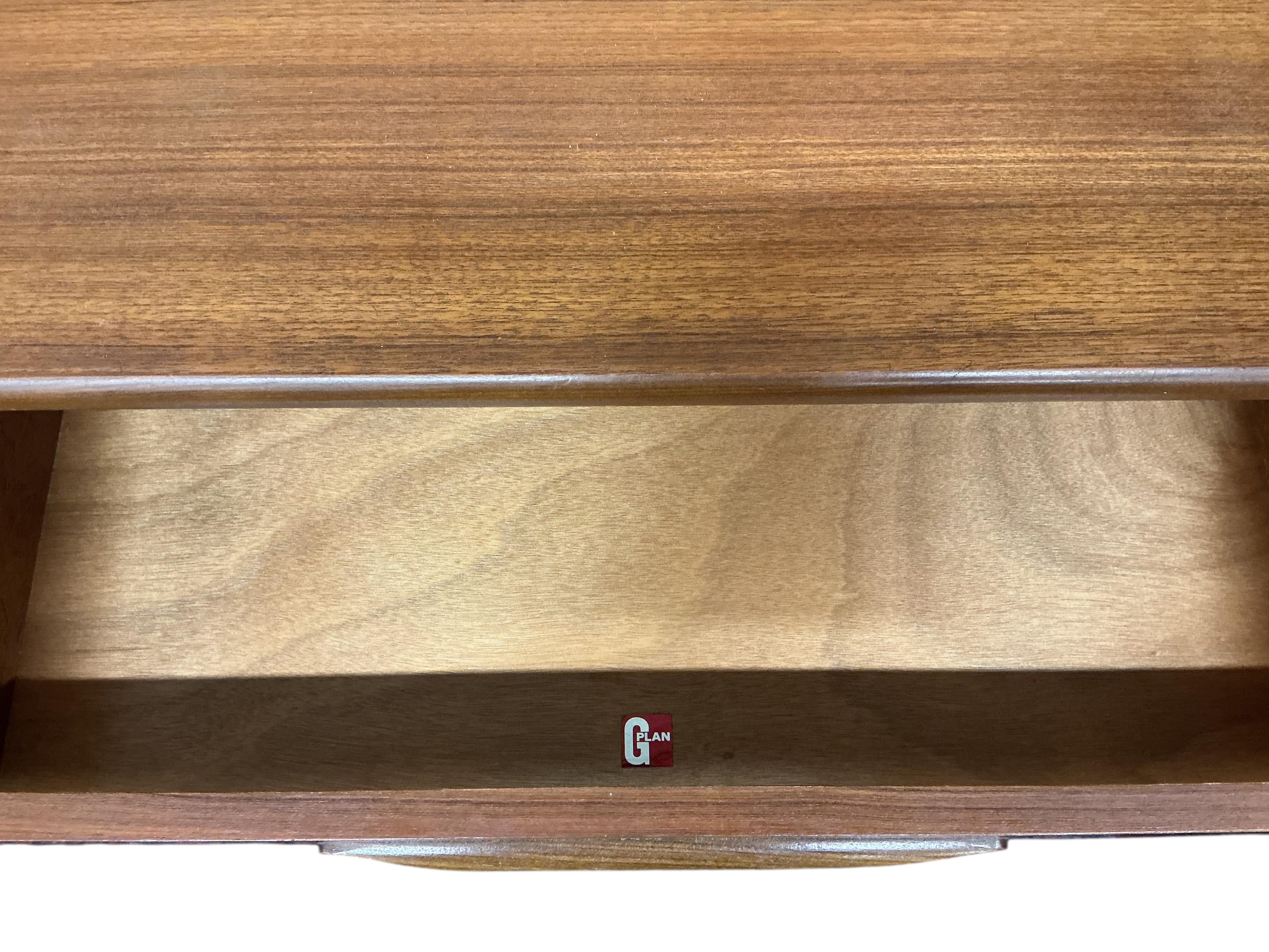 A mid century G plan 'Fresco' teak eight drawer chest, width 142cm, depth 44cm, height 75cm